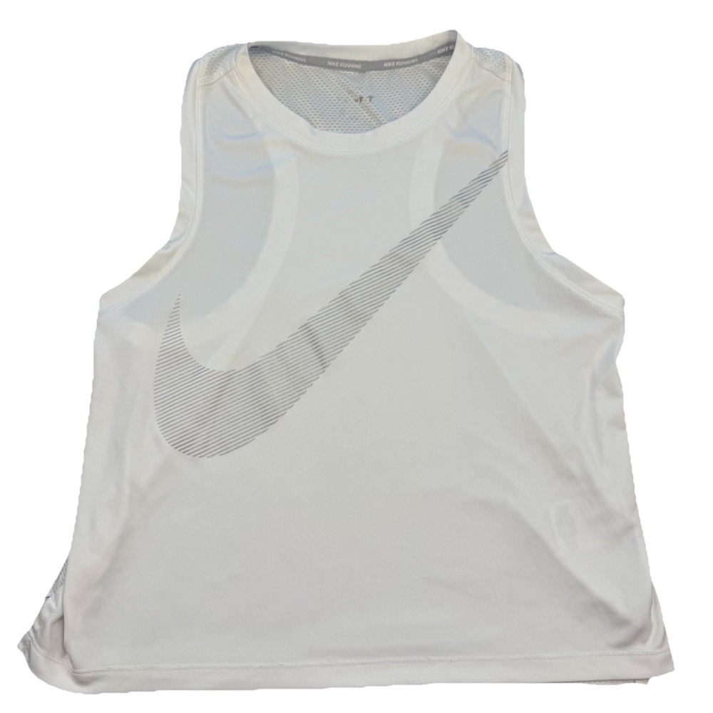 Nike-‎ Womens City Core DRI FIT Racerback Running- Athletic White Tank Top- Sz M